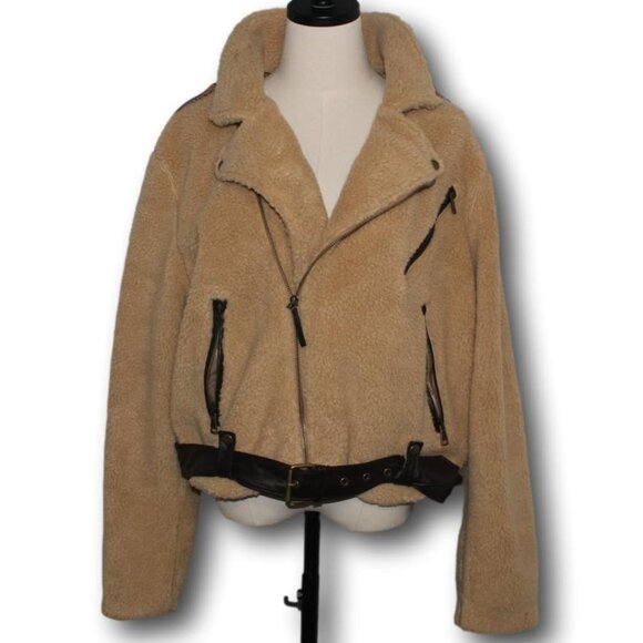 POLO Ralph Lauren Cropped Pilot Jacket Faux Sherpa Women's XL NWT $398 - Picture 1 of 7